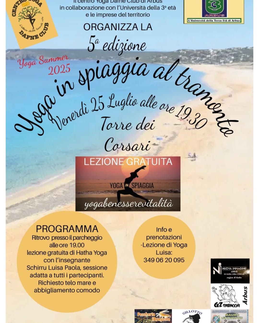 Yoga in spiaggia al tramonto-Torre dei Corsari